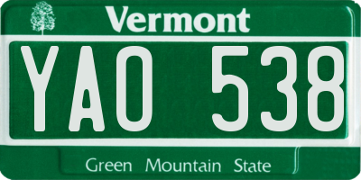 VT license plate YAO538