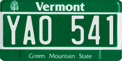 VT license plate YAO541