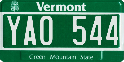 VT license plate YAO544