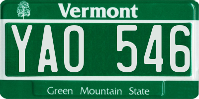 VT license plate YAO546
