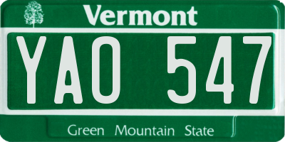 VT license plate YAO547