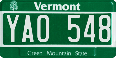 VT license plate YAO548
