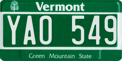 VT license plate YAO549
