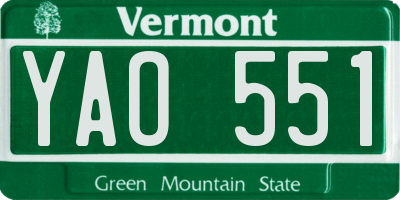 VT license plate YAO551