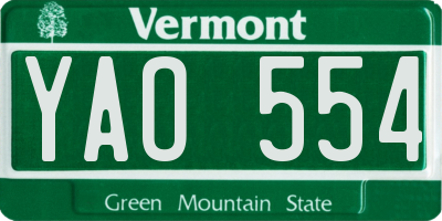 VT license plate YAO554