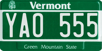 VT license plate YAO555