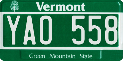 VT license plate YAO558