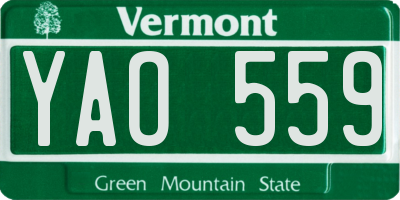 VT license plate YAO559