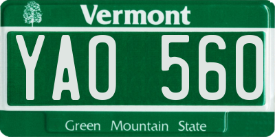 VT license plate YAO560