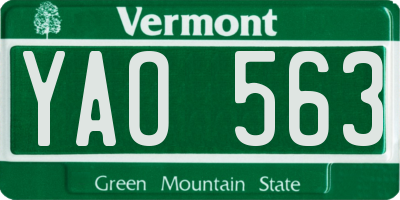 VT license plate YAO563