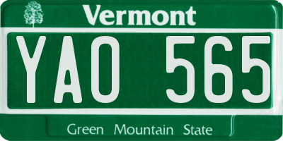 VT license plate YAO565
