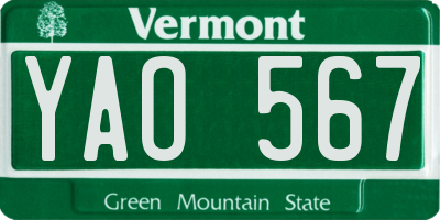 VT license plate YAO567