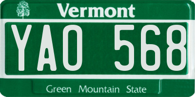 VT license plate YAO568