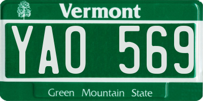VT license plate YAO569