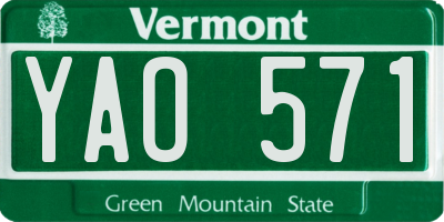VT license plate YAO571