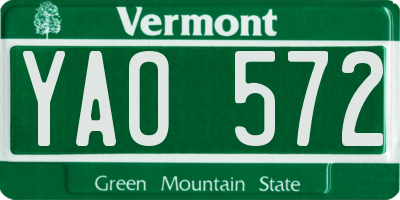 VT license plate YAO572