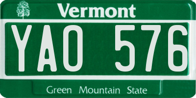 VT license plate YAO576