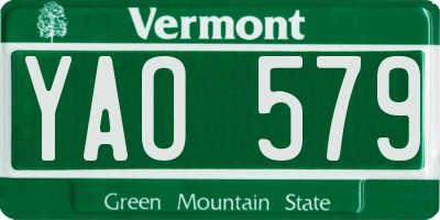 VT license plate YAO579