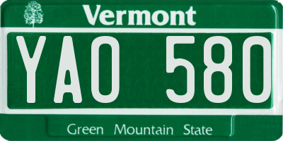 VT license plate YAO580