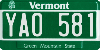 VT license plate YAO581