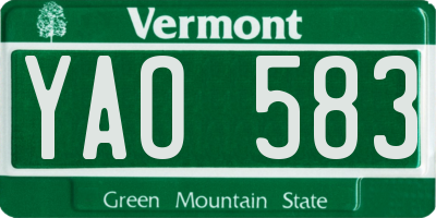 VT license plate YAO583