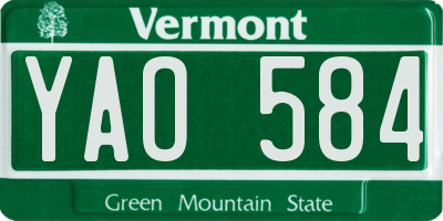 VT license plate YAO584