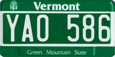 VT license plate YAO586