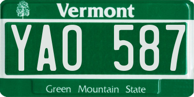 VT license plate YAO587