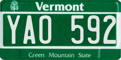 VT license plate YAO592