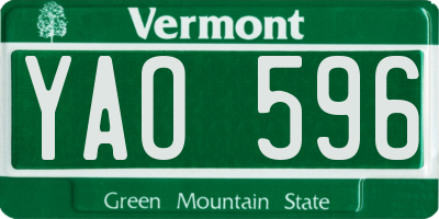VT license plate YAO596