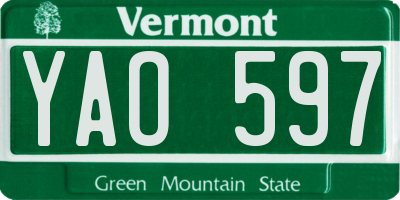 VT license plate YAO597