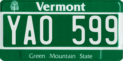 VT license plate YAO599