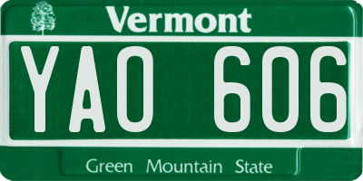 VT license plate YAO606