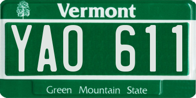 VT license plate YAO611