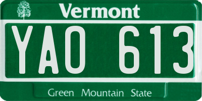 VT license plate YAO613