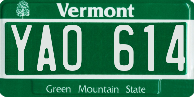 VT license plate YAO614