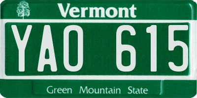 VT license plate YAO615