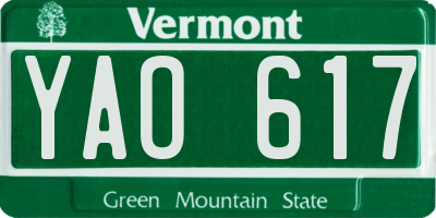 VT license plate YAO617