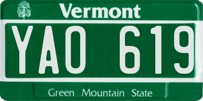 VT license plate YAO619
