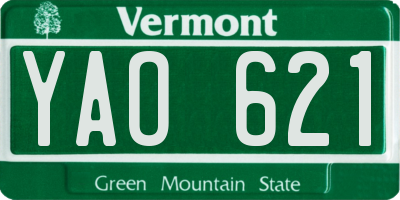 VT license plate YAO621