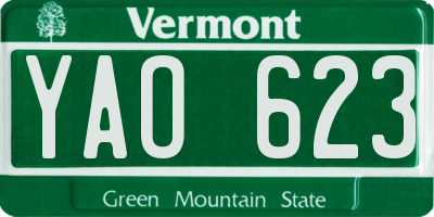 VT license plate YAO623