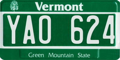 VT license plate YAO624