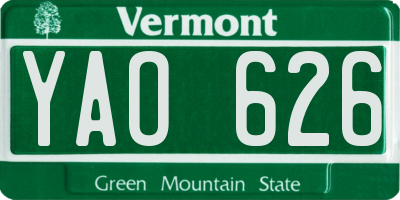 VT license plate YAO626