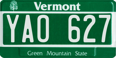 VT license plate YAO627