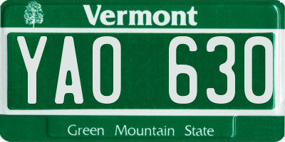 VT license plate YAO630