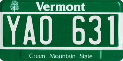 VT license plate YAO631