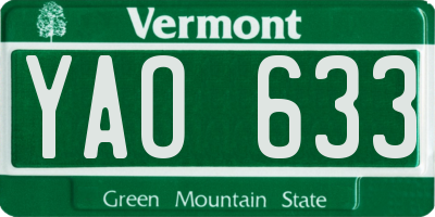 VT license plate YAO633