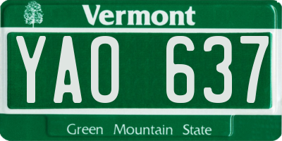 VT license plate YAO637