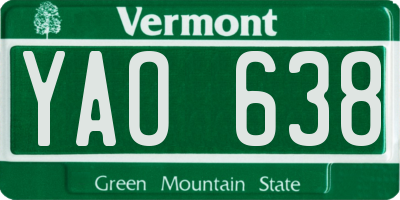 VT license plate YAO638