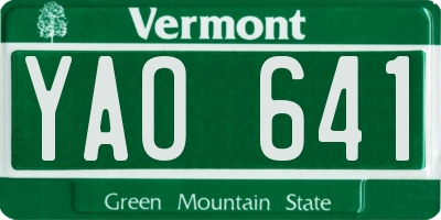 VT license plate YAO641